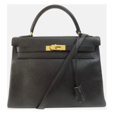 Hermes Black Ardennes Kelly Handbag