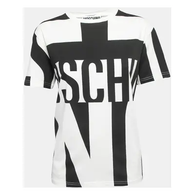 Moschino couture Monochrome Logo Printed Cotton Knit T-Shirt