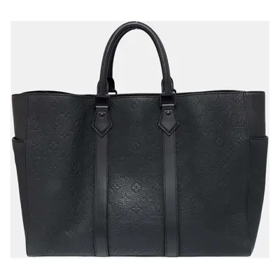 Louis Vuitton Noir Monogram Pattern Taurillon Leather Sac Plat 24H