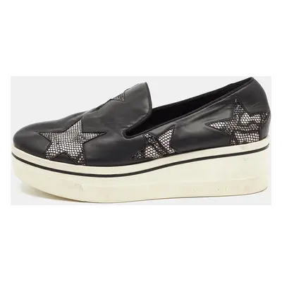 Stella McCartney Black Faux Leather Binx Star Sneakers Size