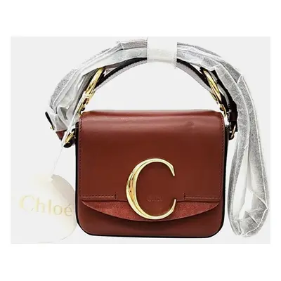 Chloe Brown Leather Mini C Crossbody Bag