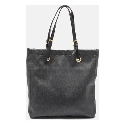 MICHAEL Michael Kors Black Signature Coated Canvas Tote