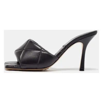 Bottega Veneta Black Leather Lido Slide Sandals Size