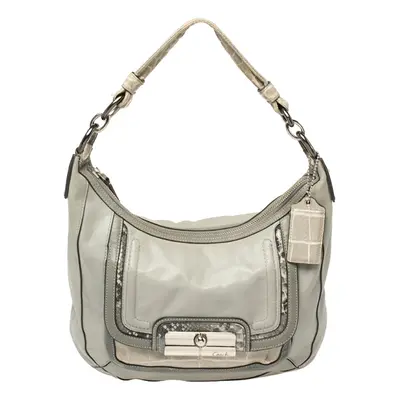 Coach Grey Python and Croc Embossed and Leather Kristin Hobo