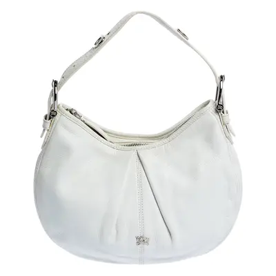 Burberry White Leather Small Malika Hobo