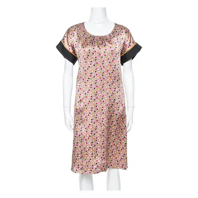 Kenzo Multicolor Abstract Polka Dot Print Silk Shift Dress