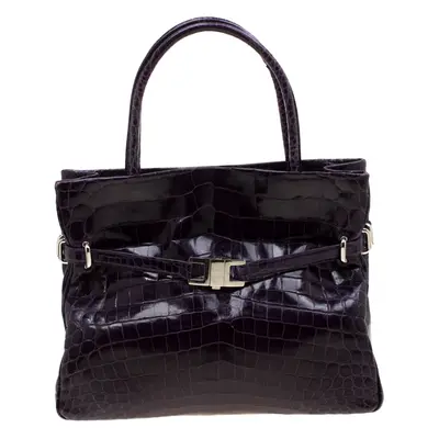 Lana Marks Purple Crocodile Positano Tote