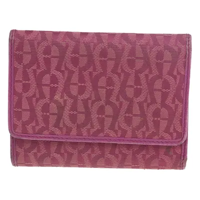 Aigner Magenta Signature Canvas and Leather Trifold Wallet