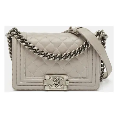 Chanel Grey Quilted Leather Boy Flap Bag