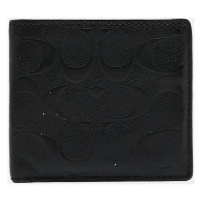 Coach Black Signature Embossed Leather Bifold Wallet