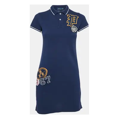 Polo Ralph Lauren Navy Blue Cotton Pique Applique Detail T-Shirt Dress