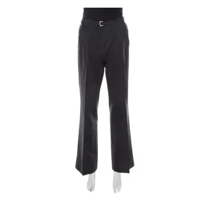 Boss Hugo Boss Black Pinstriped Cotton Wide Leg Belted Trousers