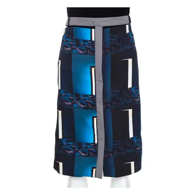 Kenzo Multicolor Abstract Print Side Slit Detail Fitted Skirt