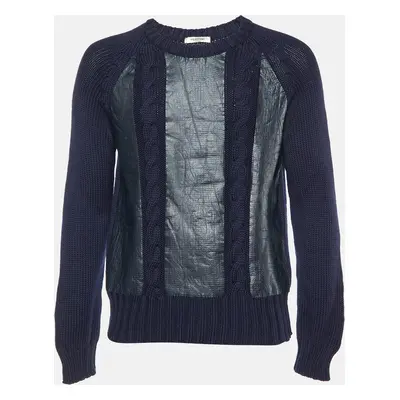 Valentino Navy Blue Printed Wool Knit Jumper