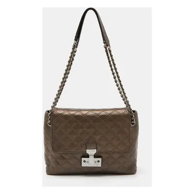 Marc Jacobs Metallic Quilted Leather Flap Shoulder Bag