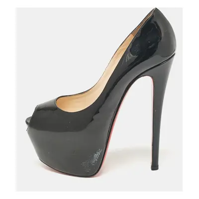 Christian Louboutin Black Patent Leather Highness Platform Pumps Size