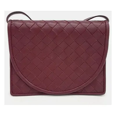 Bottega Veneta Burgundy Intrecciato Leather Mesh Flap Bag