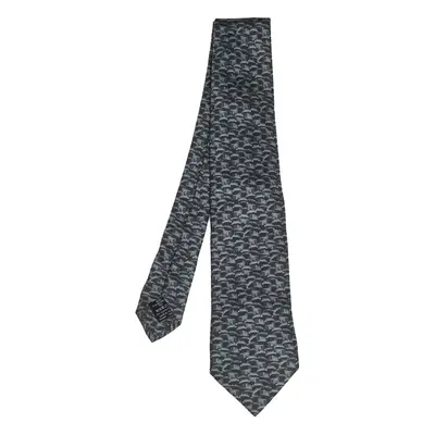 Dunhill Grey & Black Abstract Print Silk Tie