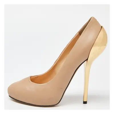 Giuseppe Zanotti Beige Leather Round Top Pumps Size