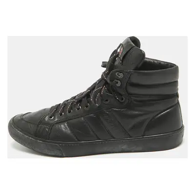 Moncler Black Leather High Top Sneakers Size