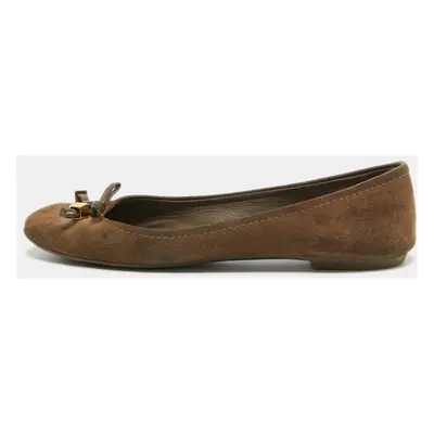 Louis Vuitton Brown Suede Dice Bow Ballet Flats Size