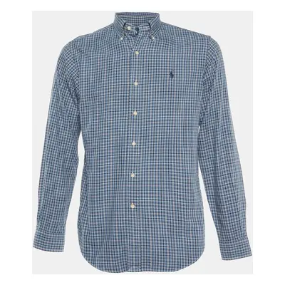 Ralph Lauren Blue Checked Coton Classic Fit Button Down Shirt