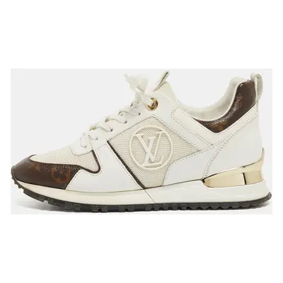 Louis Vuitton White/Monogram Canvas and Leather Run Away Sneakers Size