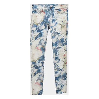 Polo Ralph Lauren Blue Floral Print Stretch Denim Jeans Waist 27"