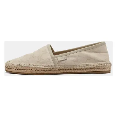 Gucci Grey/White GG Canvas Espadrille Flats Size 38.5