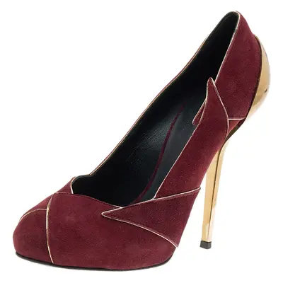 Giuseppe Zanotti Burgundy Suede Platform Pumps Size