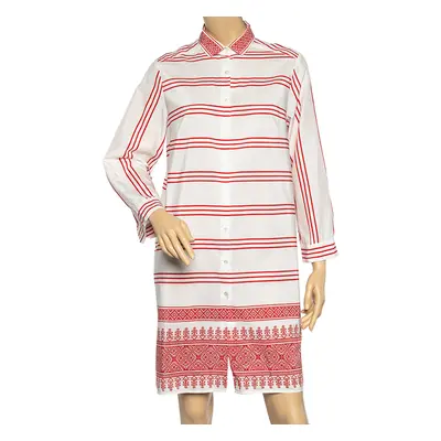 Weekend Max Mara White-Red Printed Cotton Short Shirt Dress