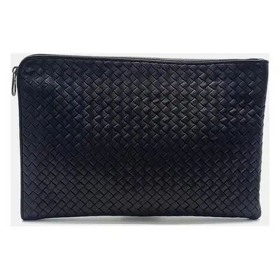 Bottega Veneta Black Leather Mesh Clutch Bag