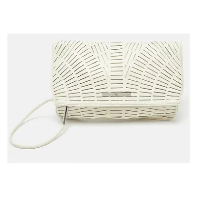 McQ by Alexander McQueen Off White Laser Cut Fold Over Clutch