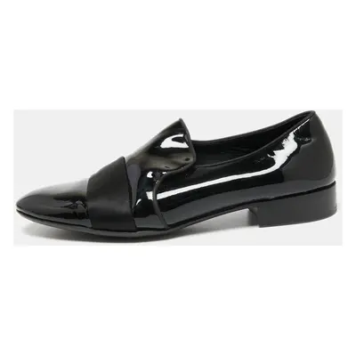 Giuseppe Zanotti Black Patent Leather and Satin Cap Toe Smoking Slippers Size