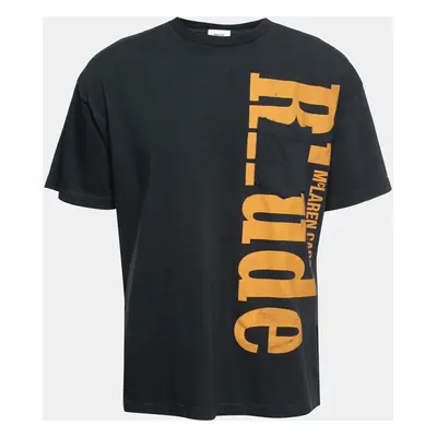 Rhude Grey Cotton Logo Printed Short Sleeve T-Shirt