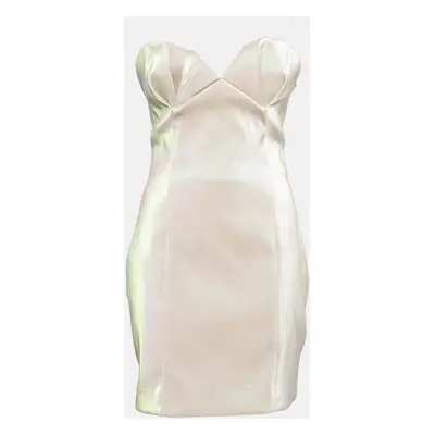 Area Champagne Pink Lame Strapless Mini Dress