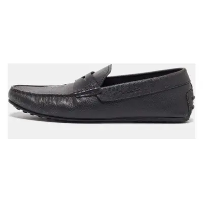 Tods Black Leather Slip On Loafers Size 41.5