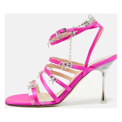 Mach & Mach Pink Satin Camille Ankle Strap Sandals Size 37.5