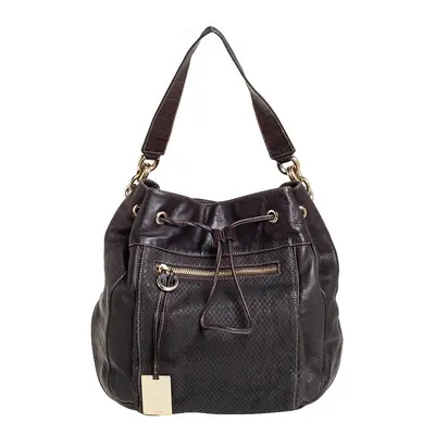 Furla Dark Brown Leather Drawstring Hobo