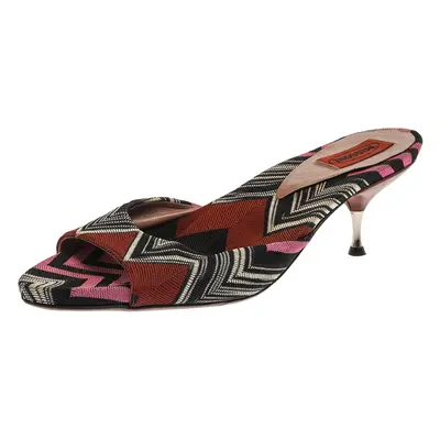 Missoni Multicolor Knit Fabric Open Toe Slip On Sandals Size