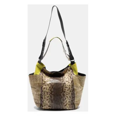 Jimmy Choo Beige/Green Karung and Watersnake Anna Shoulder Bag