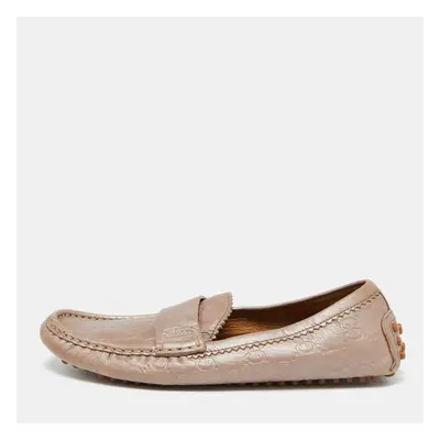 Gucci Champagne Pink Guccissima Leather Slip On Loafers Size 35.5