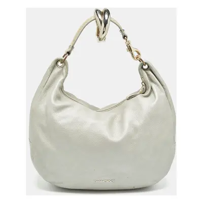 Jimmy Choo Silver Leather Large Solar Hobo