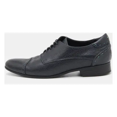 Fendi Black Leather Cap Toe Lace Up Oxford Size