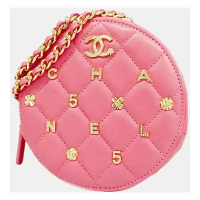 Chanel Pink Leather CC Round Lucky Charms Shoulder Bag