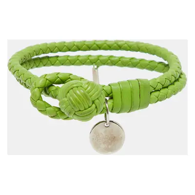 Bottega Veneta Green Intrecciato Leather Double Knot Bracelet