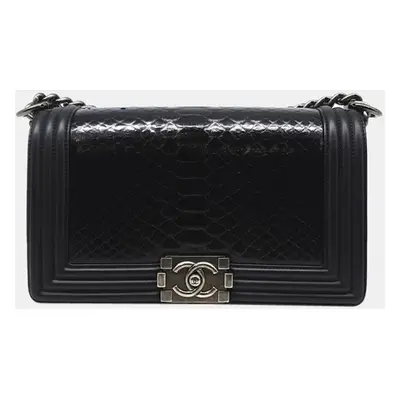 Chanel Black Python Leather Boy Bag