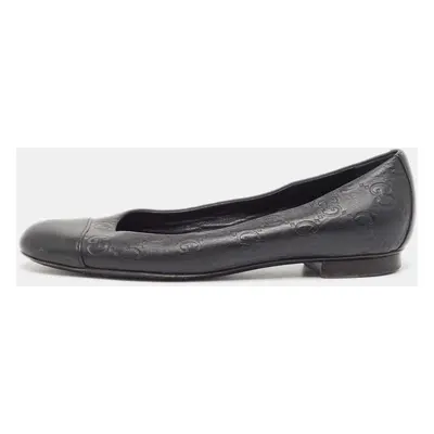 Gucci Black Guccissima Leather Ballet Flats Size 34.5