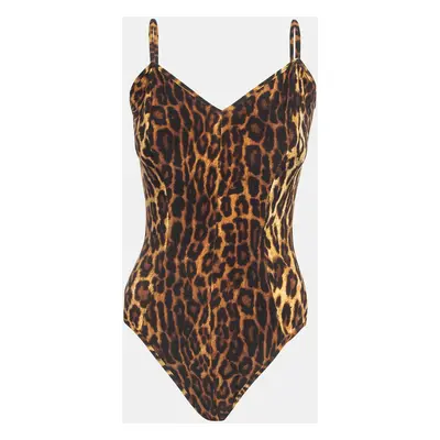 Norma Kamali Beige Leopard Print Strappy Wonderwoman Mio Swimsuit