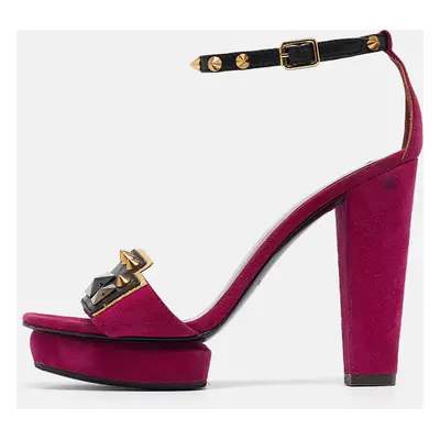 Marc by Marc Jacobs Magenta Suede and Leather Studded Ankle Strap Sandals Size